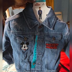 Mickey Mouse Character Kids' Blue Denim Jacket and T-Shirt Set Size 4T NWT
